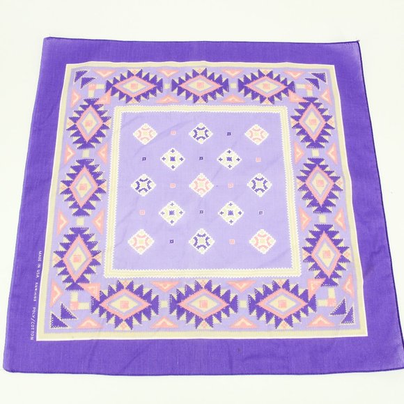 Vintage Accessories - Vintage Purple Aztec Bandanna Scarf